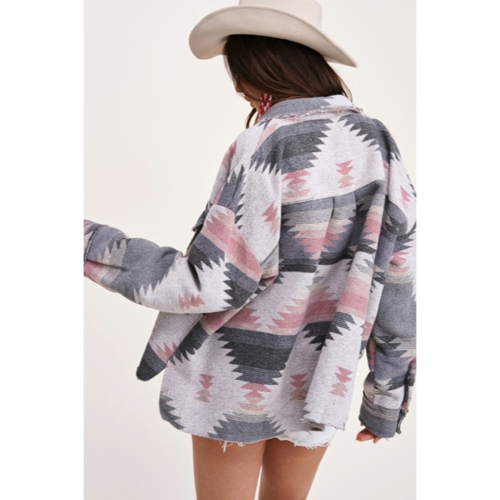 SOLD OUT Eldora Aztec Tribal Distressed Western Shacket - Picture 9 of 10